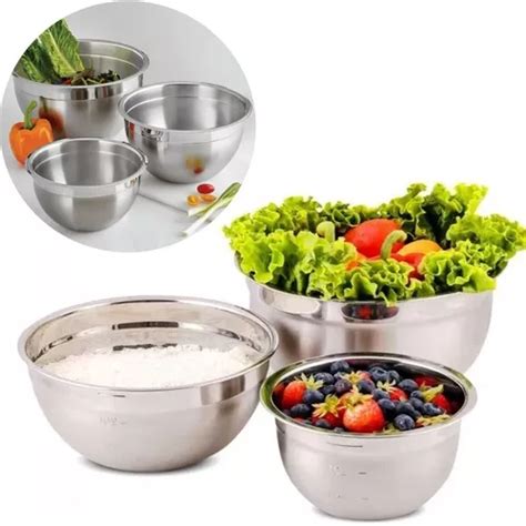 Kit 3 Bowl Tigela Inox Combuca Profissional Pote Multiuso