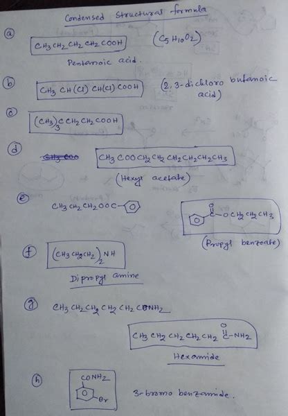 Solved Draw The Condensed Structural Formulas For The Following