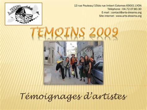 PPT Témoignages dartistes PowerPoint Presentation free download