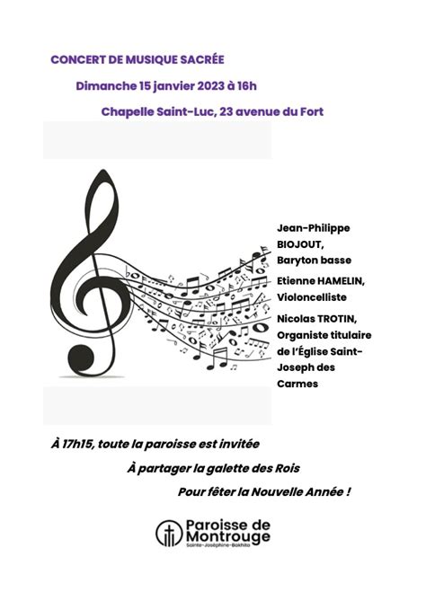 Concert de Musique sacrée Le 15 janvier Paroisse de Montrouge