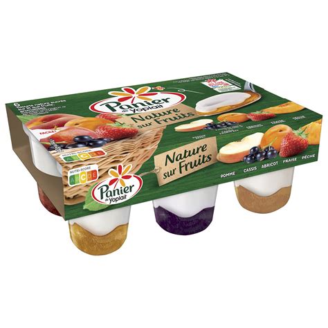 Yaourt nature sur lit de fruits panaché PANIER DE YOPLAIT les 6 pots