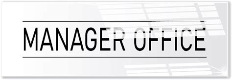 Manager Office Sign White 9x3 Inch Indoor Self Adhesive