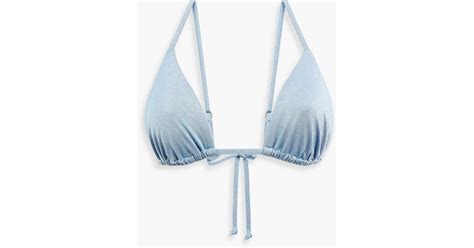 Onia Synthetic Alexa Metallic Triangle Bikini Top In Blue Lyst