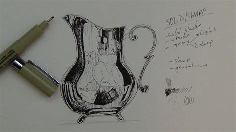 Pen And Ink Drawing Tutorial How To Render A Pitcher Thats Chrome