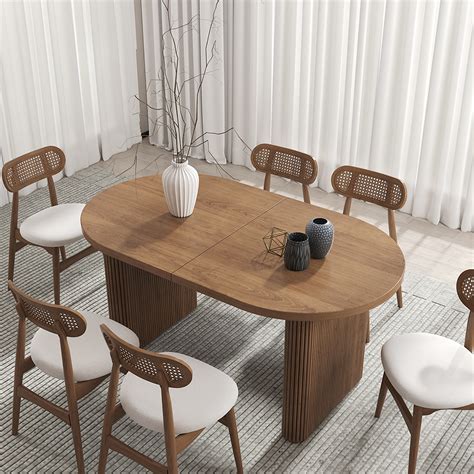 Japandi Oval Extendable Dining Table With Butterfly Leaf