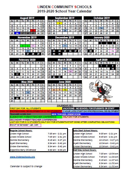 Linden Elementary School Calendar 2022 - Schoolcalendars.net