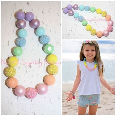 Baby Necklace Girls Chunky Necklace Girls Bubblegum Chunky Etsy