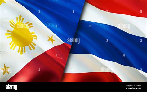 Philippines and Thailand flags. 3D Waving flag design. Philippines ...