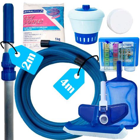 Kit Limpeza Piscina Inflavel Intex Aspirador Clorador Estojo 1Kg Cloro