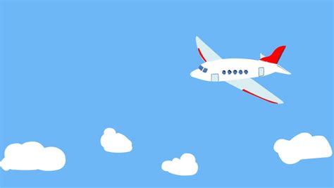 Cartoon Airplane Flying Over The Clouds Stock Footage Video