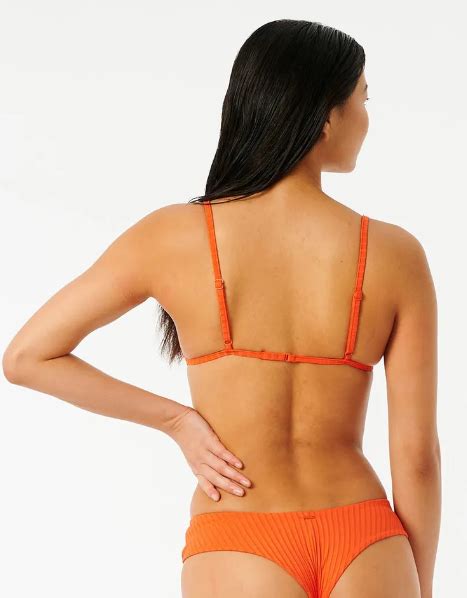 Rip Curl Premium Surf Banded Fixed Triangle Bikini Top Hot Orange