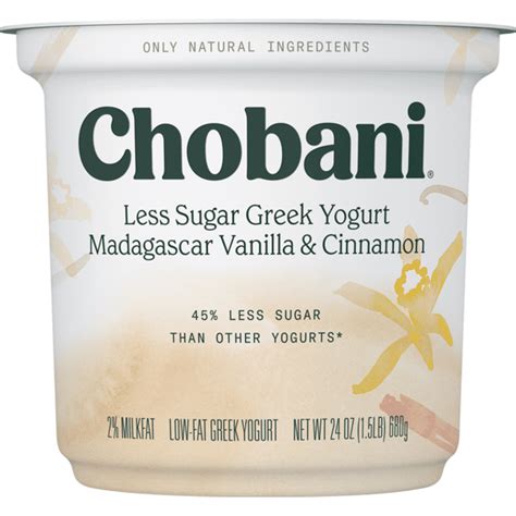 Chobani Less Sugar Madagascar Vanilla Cinnamon Low Fat Greek Yogurt