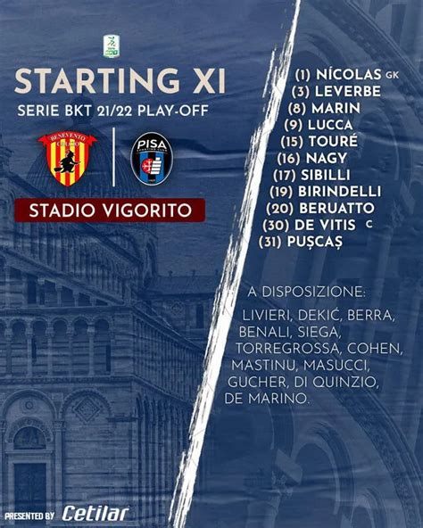 Benevento Vs Pisa Con Gianluca Lapadula Alineaciones Confirmadas