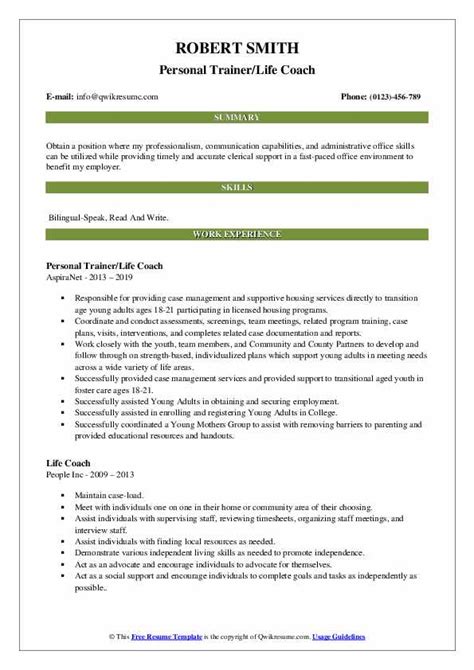 Life Coach Resume Samples Qwikresume