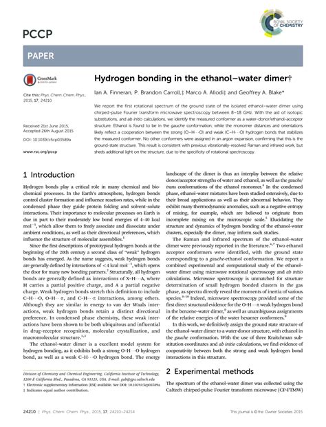 (PDF) Hydrogen bonding in the ethanol-water dimer