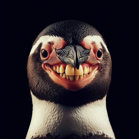 Penguin with human teeth : r/weirddalle