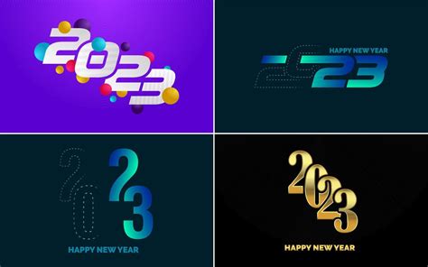 Set of logo design 2023 Happy New Year. 2023 number design template ...