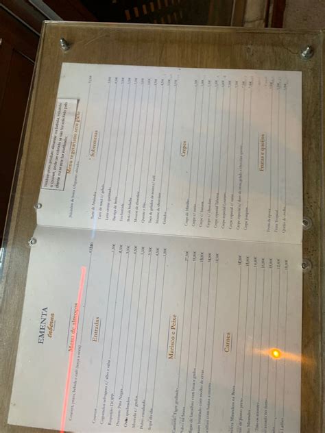 Menu Em A Taberna Restaurante Coimbra