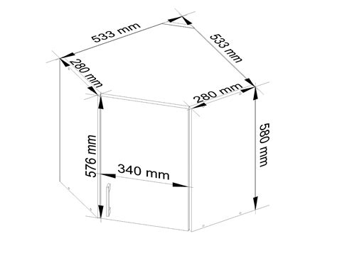 Hängeschrank für Ecke Küche AKORD LIMA modular W60 Weiß 60 cm Tür 2