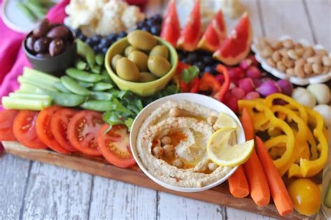 Rainbow Fruit And Veggie Platter With Hummus Cadrys Kitchen