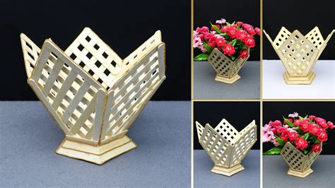 How To Make Flower Vase With Popsicle Sticks Diy Flower Vase Home