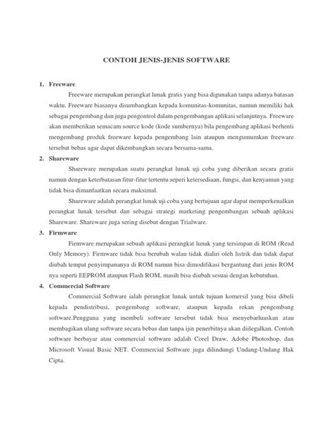 contoh jenis jenis software