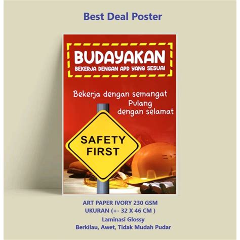 Jual Poster Budayakan Bekerja Dengan Apd Yang Sesuai Poster Safety