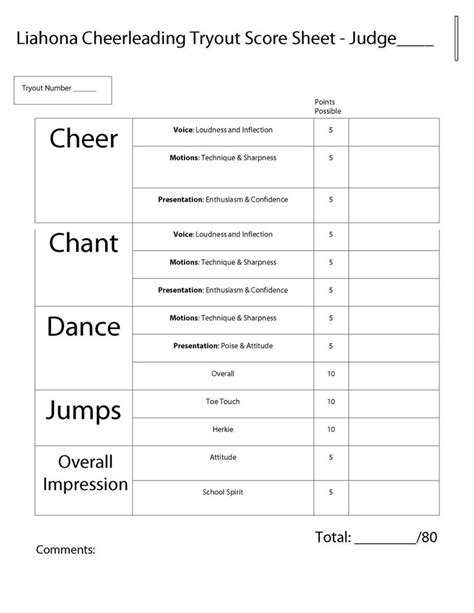 Printable Cheerleading Score Sheet Printable Word Searches