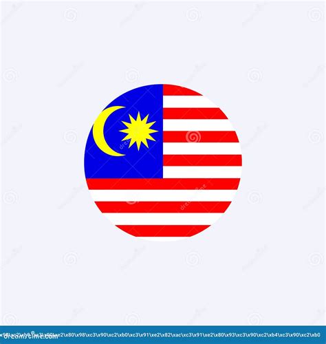 Malaysia Round Flag Icon National Malaysian Circular Flag Vector Illustration Stock