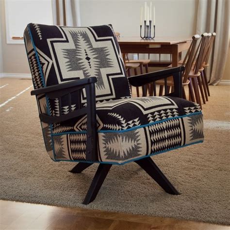 Pendleton Wool Upholstery Refurbished Chair Painted Wood With Patina