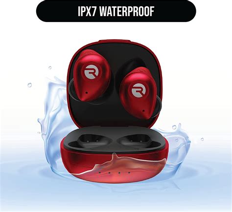 Raycon Fitness Earbuds Built In Mic Ipx7 Waterproof Flare Red