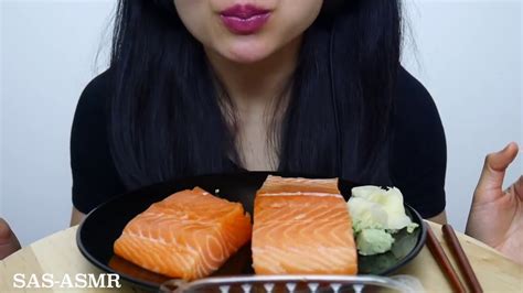 Asmr Salmon Sashimi Extreme Savage Eating Whole Big Slice No Talking