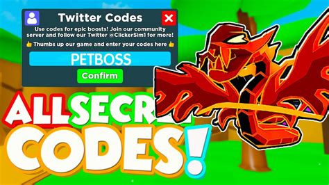 ALL SECRET MYTHIC PET PET BOSS UPDATE CODES In CLICKER SIMULATOR