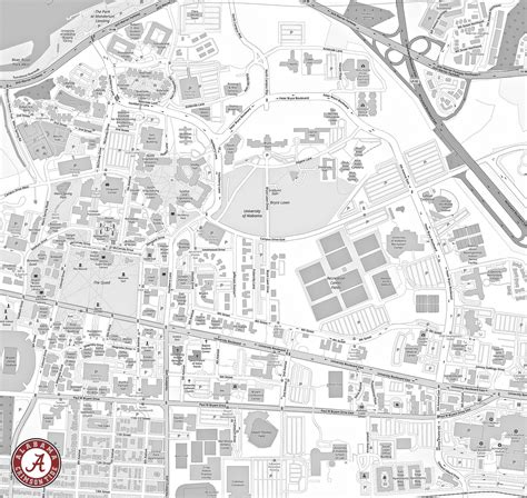 University Of Alabama Map Birmingham University Alabama US PDF Vector