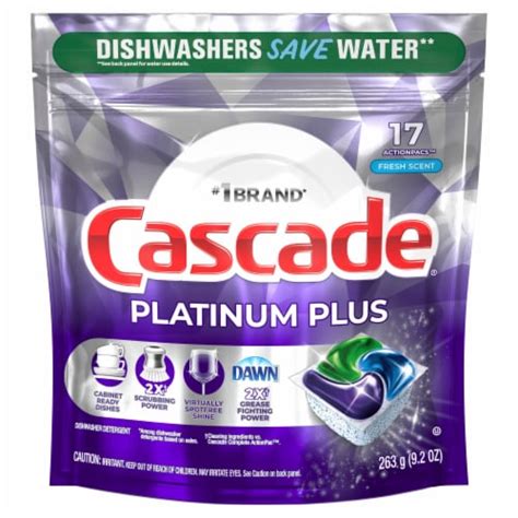 Cascade Platinum Plus Fresh ActionPacs Dishwasher Detergent Pods, 17 ct ...