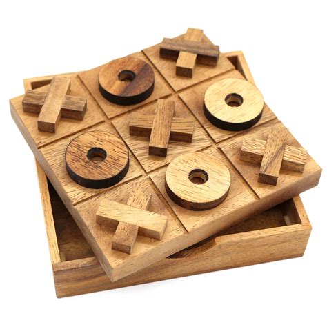 Buy Noughts And Crosses Tic Tac Toe Wooden Clasic Board Games Living