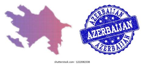 Halftone Dot Map Azerbaijan Blue Rubber Stock Vector Royalty Free