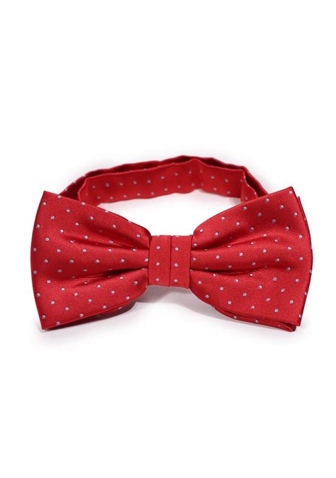 Cherry Mens Bow Tie Set Red Bow Tie And Pocket Square With Polka Dots