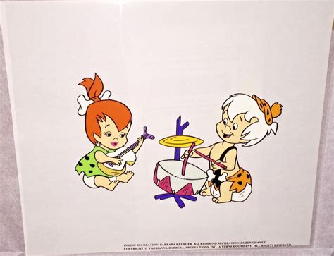 Flintstones Cel Hanna Barbera Let The Sunshine In Pebbles Bamm Bamm