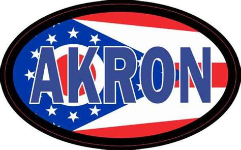 4in X 25in Oval Ohio Flag Akron Sticker