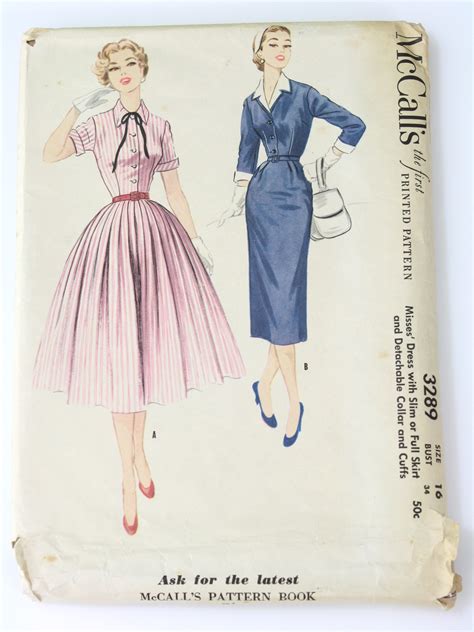 1950s Vintage Sewing Pattern 50s McCalls Pattern No 3289 Womens