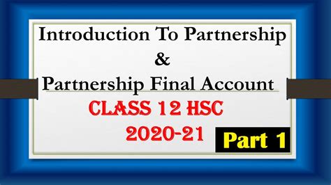 Introduction To Partnership Partnership Final Account Ch I Class