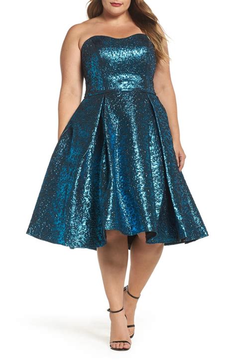 Mac Duggal Metallic Fit And Flare Dress Plus Size Nordstrom