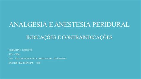 Analgesia E Anestesia Peridural Indica Es E Contraindica Es Youtube