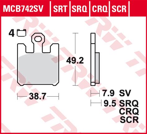 TRW Brake Pads MCB742SRT Sinter Road And Track TRW Brake Pads And