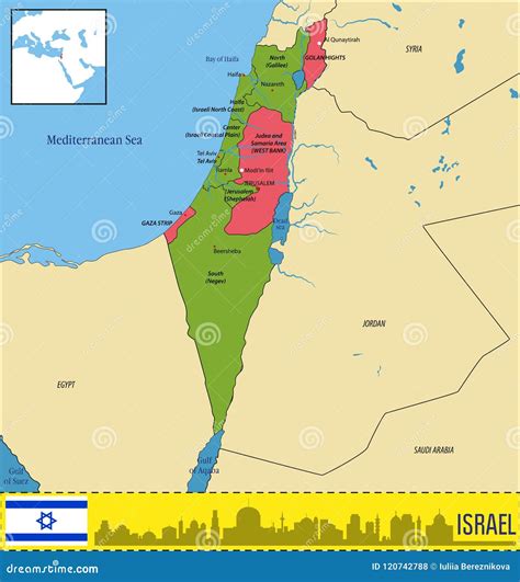 Israel Karte Vektor Abbildung Illustration Von Jordanien 120742788