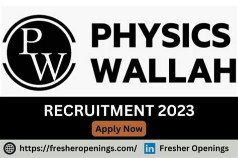 Physics Wallah Jobs For Freshers Freshers Hiring Drive