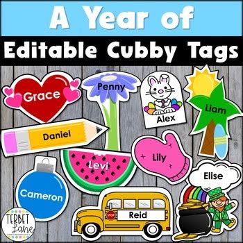 A Year of Editable Cubby Name Tags by Terbet Lane | TPT