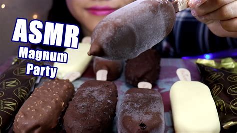 Asmr Magnum Ice Cream Party Crunchy Eating Sounds Asmr Hanabi Youtube