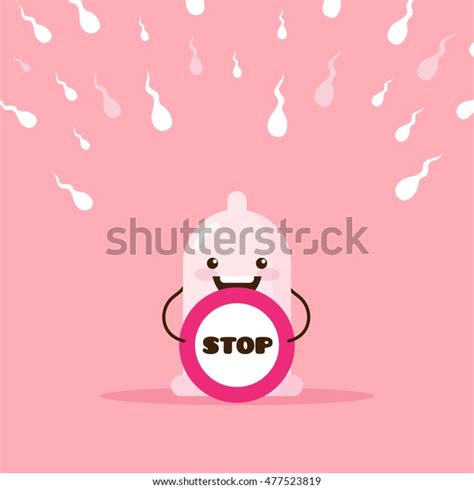 Vector Cartoon Condom Illustration Stop Sign Stock Vector Royalty Free